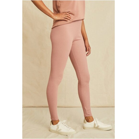 Magda Paris Rib Leggings in Quartz Pink Size XS - Picture 2 of 4